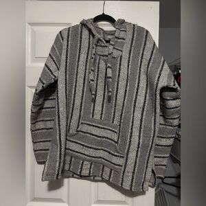Striped Gray and Black Baja Hoodie